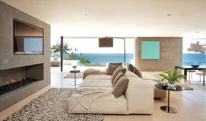 Modern beach house interior design for living room with
