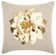 Mina Victory Home for the Holidays Metallic Poinsettia Throw Pillow