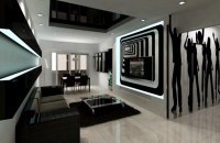 black white living room design