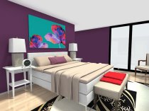 Bedroom Decorating Ideas - Bedroom with dark purple wall color