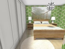 Bedroom Ideas - Bedroom with tropical design and palm leaf wallpaper
